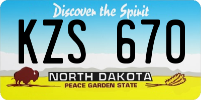 ND license plate KZS670