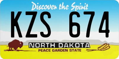 ND license plate KZS674