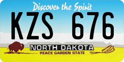 ND license plate KZS676