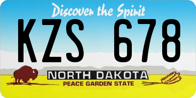 ND license plate KZS678