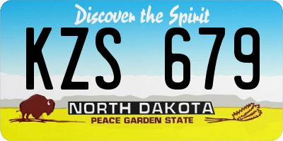 ND license plate KZS679