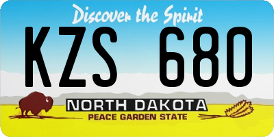 ND license plate KZS680