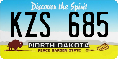 ND license plate KZS685
