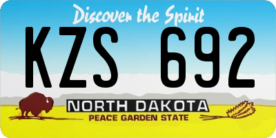 ND license plate KZS692