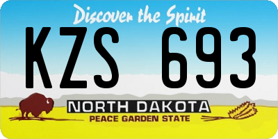 ND license plate KZS693