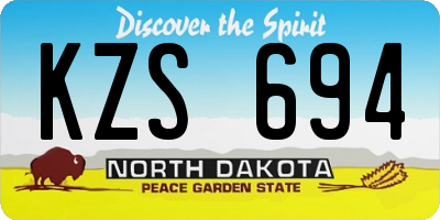 ND license plate KZS694