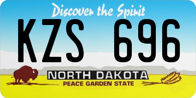ND license plate KZS696