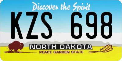 ND license plate KZS698