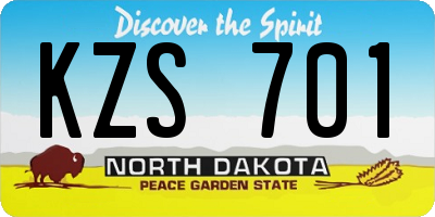 ND license plate KZS701