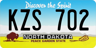 ND license plate KZS702