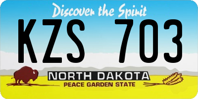 ND license plate KZS703