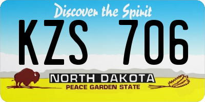 ND license plate KZS706