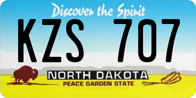 ND license plate KZS707