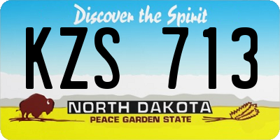 ND license plate KZS713