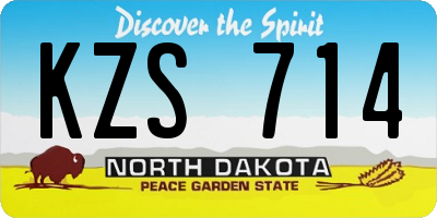 ND license plate KZS714