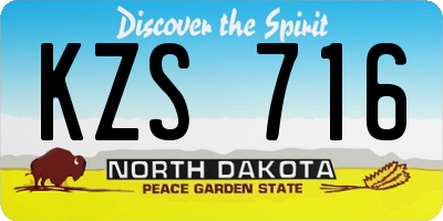ND license plate KZS716