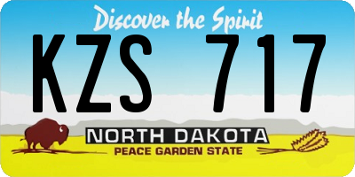 ND license plate KZS717