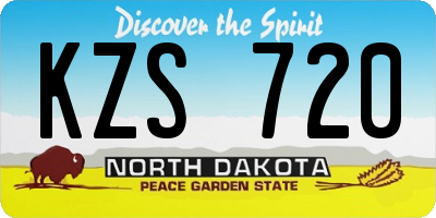 ND license plate KZS720