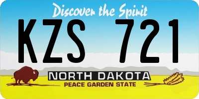 ND license plate KZS721