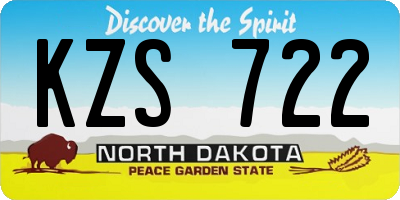 ND license plate KZS722