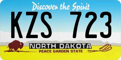 ND license plate KZS723