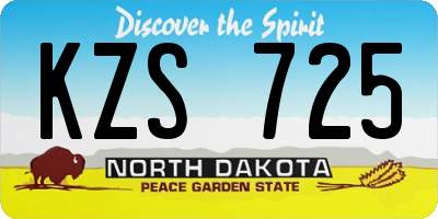 ND license plate KZS725