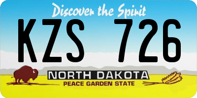 ND license plate KZS726