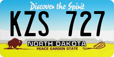 ND license plate KZS727