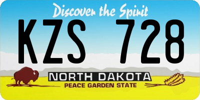 ND license plate KZS728