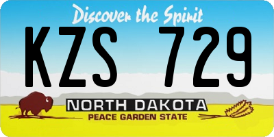 ND license plate KZS729