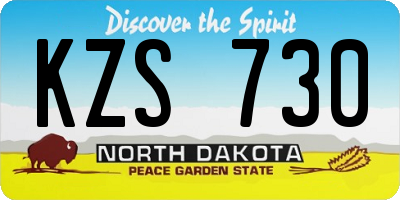 ND license plate KZS730