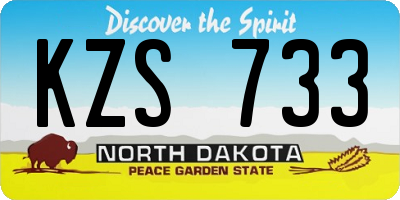 ND license plate KZS733