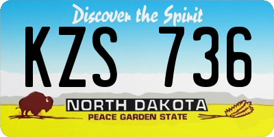 ND license plate KZS736