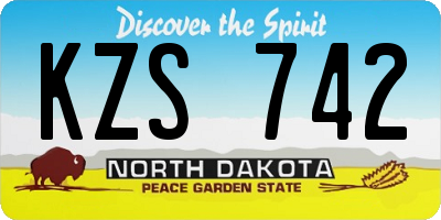 ND license plate KZS742