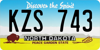 ND license plate KZS743