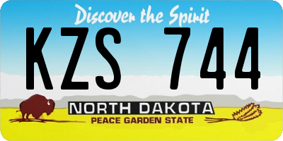 ND license plate KZS744