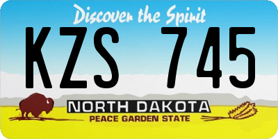 ND license plate KZS745
