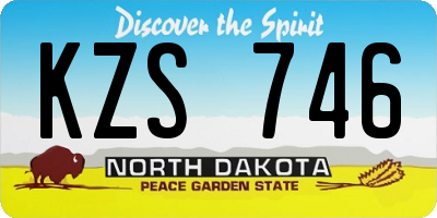 ND license plate KZS746