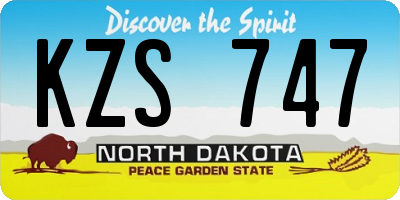 ND license plate KZS747
