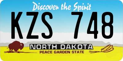 ND license plate KZS748