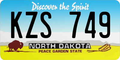 ND license plate KZS749