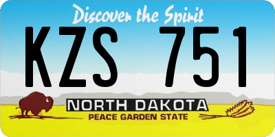 ND license plate KZS751