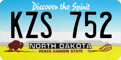 ND license plate KZS752