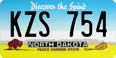 ND license plate KZS754