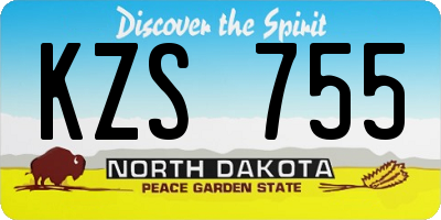 ND license plate KZS755