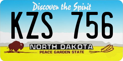 ND license plate KZS756