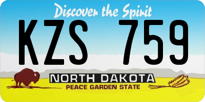 ND license plate KZS759
