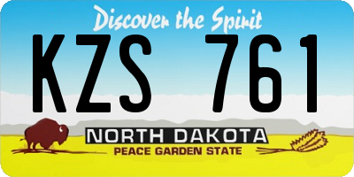 ND license plate KZS761