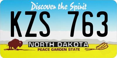 ND license plate KZS763