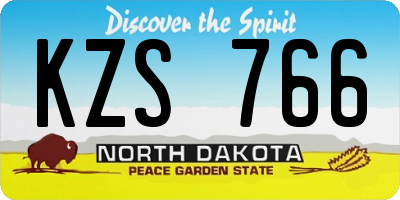 ND license plate KZS766